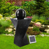 Solar Water Feature Twisted Fountain LED Light Bird Bath 85CM Black Home & Garden Kings Warehouse 