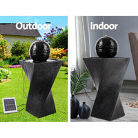 Solar Water Feature Twisted Fountain LED Light Bird Bath 85CM Black Home & Garden Kings Warehouse 