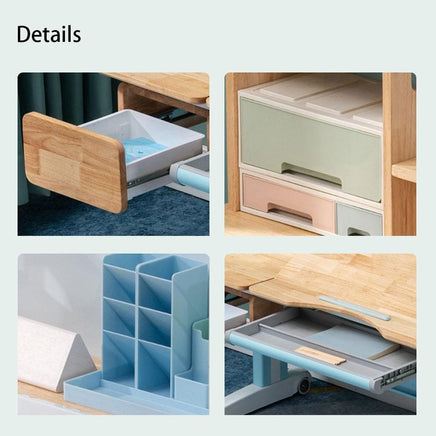 Solid Rubber Wood Height Adjustable Children Kids Ergonomic Blue Study Desk Chair Set 120cm AU Furniture Kings Warehouse 