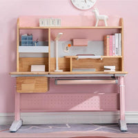 Solid Rubber Wood Height Adjustable Children Kids Ergonomic Pink Study Desk Only 120cm AU Baby & Kids Kings Warehouse 