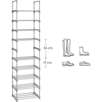 SONGMICS 10-Tier Metal Shoe Rack Customizable Design Grey Home & Garden Kings Warehouse 