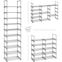 SONGMICS 10-Tier Metal Shoe Rack Customizable Design Grey Home & Garden Kings Warehouse 