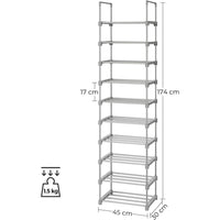 SONGMICS 10-Tier Metal Shoe Rack Customizable Design Grey Home & Garden Kings Warehouse 