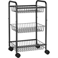 SONGMICS 3-Tier Metal Rolling Cart on Wheels with Removable Shelves Black BSC03BK Kings Warehouse 