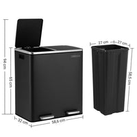 SONGMICS Dual Rubbish Bin 2 x 30L Recycling Bin Black Kings Warehouse 