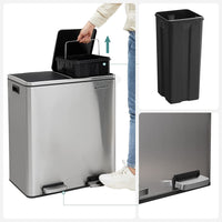 SONGMICS Dual Rubbish Bin 2 x 30L Sliver Kings Warehouse 