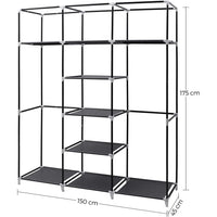 SONGMICS Folding Wardrobe Fabric Cabinet with 2 Clothes Rails Black Kings Warehouse 