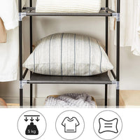 SONGMICS Folding Wardrobe Fabric Cabinet with 2 Clothes Rails Black Kings Warehouse 