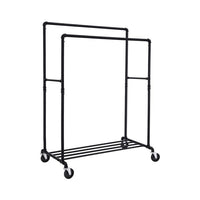 SONGMICS Industrial Pipe with Double Hanging Rail Clothes Rack on Wheels load of 110 Kg Kings Warehouse 