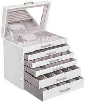 SONGMICS Jewellery White Box with 6 Layers and 5 Drawers Kings Warehouse 