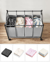 SONGMICS Laundry Basket with 4 Removable Laundry Bin on Wheels Gray LSF005GS Kings Warehouse 