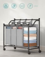 SONGMICS Laundry Basket with 4 Removable Laundry Bin on Wheels Gray LSF005GS Kings Warehouse 