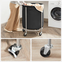 SONGMICS Laundry Basket with Wheels Black Kings Warehouse 