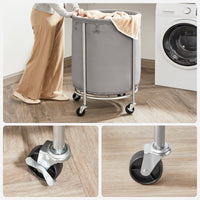 SONGMICS Laundry Basket with Wheels Gray and Silver Kings Warehouse 