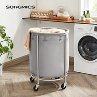 SONGMICS Laundry Basket with Wheels Gray and Silver Kings Warehouse 