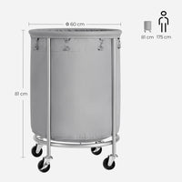 SONGMICS Laundry Basket with Wheels Gray and Silver Kings Warehouse 