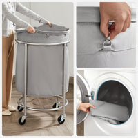 SONGMICS Laundry Basket with Wheels Gray and Silver Kings Warehouse 