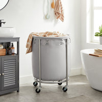 SONGMICS Laundry Basket with Wheels Gray and Silver Kings Warehouse 