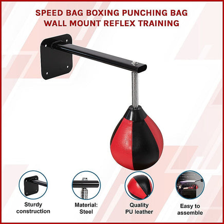 Speed Bag Boxing Punching Bag Wall Mount Reflex Training Sports & Fitness Kings Warehouse 