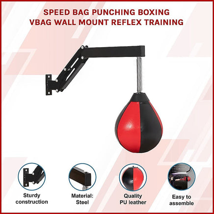 Speed Bag Punching Boxing Bag Wall Mount Reflex Training Sports & Fitness Kings Warehouse 