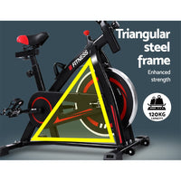 Spin Exercise Bike Flywheel Fitness Commercial Home Workout Gym Machine Bonus Phone Holder Black Early Christmas Sale Kings Warehouse 