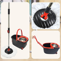Spin Rotating Mop and Bucket Set with Wheels and 4 Microfibre Mop Heads Commercial Kings Warehouse 