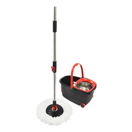 Spin Rotating Mop and Bucket Set with Wheels and 4 Microfibre Mop Heads Commercial Kings Warehouse 