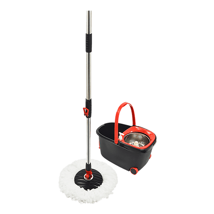 Spin Rotating Mop and Bucket Set with Wheels and 4 Microfibre Mop Heads Commercial Kings Warehouse 