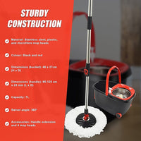 Spin Rotating Mop and Bucket Set with Wheels and 4 Microfibre Mop Heads Commercial Kings Warehouse 