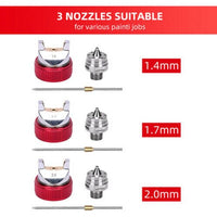 Spray Gun Kit HVLP Gravity Feed Air Paint Sprayer 3 Nozzles 1.4mm 1.7mm 2mm Kings Warehouse 