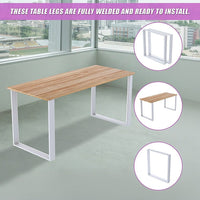 Square-Shaped Table Bench Desk Legs Retro Industrial Design Fully Welded - White Furniture Kings Warehouse 