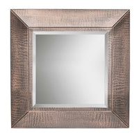 Square Wall Mirror with Croc Pattern Frame in Copper Finish Kings Warehouse 