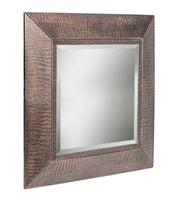 Square Wall Mirror with Croc Pattern Frame in Copper Finish Kings Warehouse 
