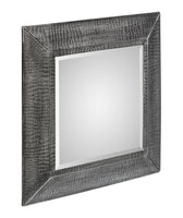 Square Wall Mirror with Croc Pattern Frame in Silver Finish Kings Warehouse 