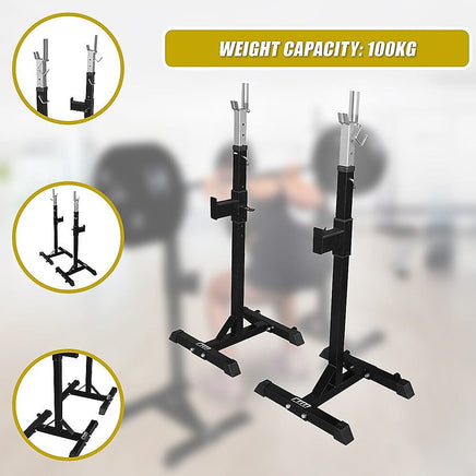Squat Rack Stand Pair Bench Press Weight Lifting Barbell Sports & Fitness Kings Warehouse 