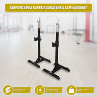 Squat Rack Stand Pair Bench Press Weight Lifting Barbell Sports & Fitness Kings Warehouse 