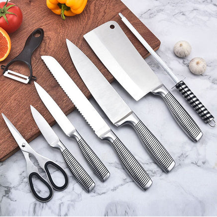 Stainless Steel 8PC Kitchen Chef Knife Block Set Knives Scissor Sharpener AU Home & Garden Kings Warehouse 