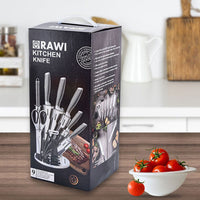 Stainless Steel 8PC Kitchen Chef Knife Block Set Knives Scissor Sharpener AU Home & Garden Kings Warehouse 