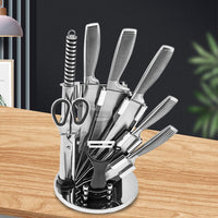 Stainless Steel 8PC Kitchen Chef Knife Block Set Knives Scissor Sharpener AU Home & Garden Kings Warehouse 
