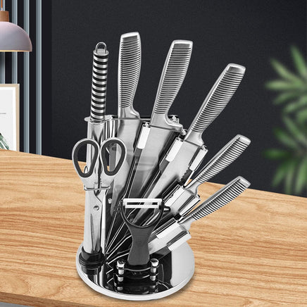 Stainless Steel 8PC Kitchen Chef Knife Block Set Knives Scissor Sharpener AU Home & Garden Kings Warehouse 