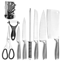 Stainless Steel 8PC Kitchen Chef Knife Block Set Knives Scissor Sharpener AU Home & Garden Kings Warehouse 