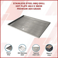 Stainless Steel BBQ Grill Hot Plate 46.5 x 38CM Premium 304 Grade Kings Warehouse 