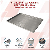 Stainless Steel BBQ Grill Hot Plate 49 X 40CM Premium 304 Grade Kings Warehouse 