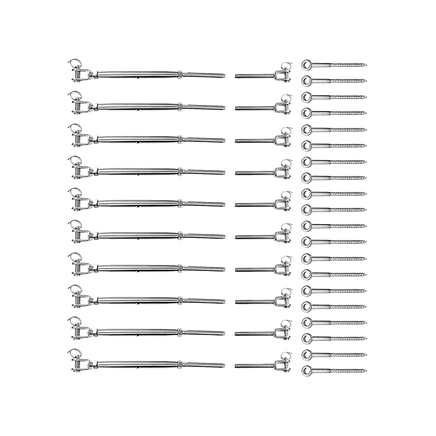Stainless Steel Wire Rope DIY Balustrade Kit Jaw/Swage Fork Turnbuckle - 10 pack Home & Garden Kings Warehouse 