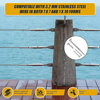 Stainless Steel Wire Rope DIY Balustrade Kit Jaw/Swage Fork Turnbuckle - 10 pack Home & Garden Kings Warehouse 