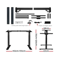 Standing Desk Electric Height Adjustable Sit Stand Desks Black Oak 140cm Kings Warehouse 