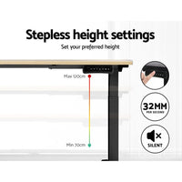 Standing Desk Electric Height Adjustable Sit Stand Desks Black Oak 140cm Kings Warehouse 