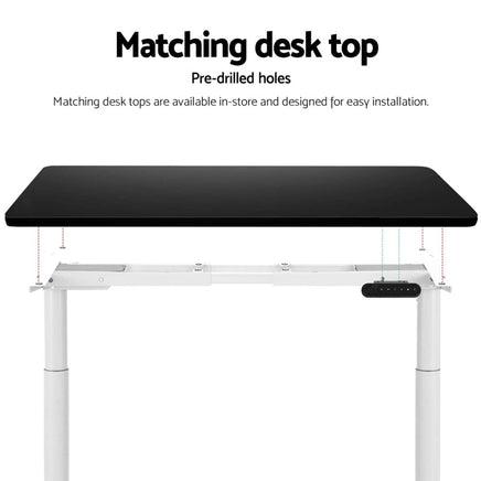 Standing Desk Frame Only Dual Motor Motorised Adjustable 125KG Load White Furniture Kings Warehouse 