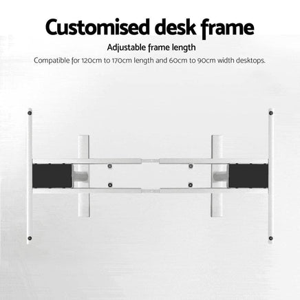 Standing Desk Frame Only Dual Motor Motorised Adjustable 125KG Load White Furniture Kings Warehouse 