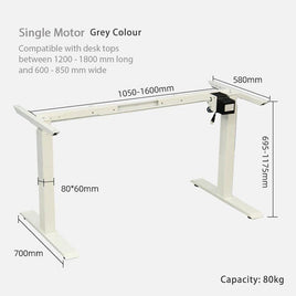 Standing Desk Height Adjustable Sit Stand Motorised Grey Dual Motors Frame 120cm Black Top Furniture Kings Warehouse 